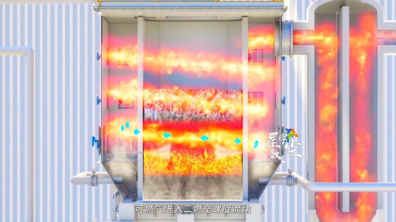 可燃气体经过多重净化流程三维动画
